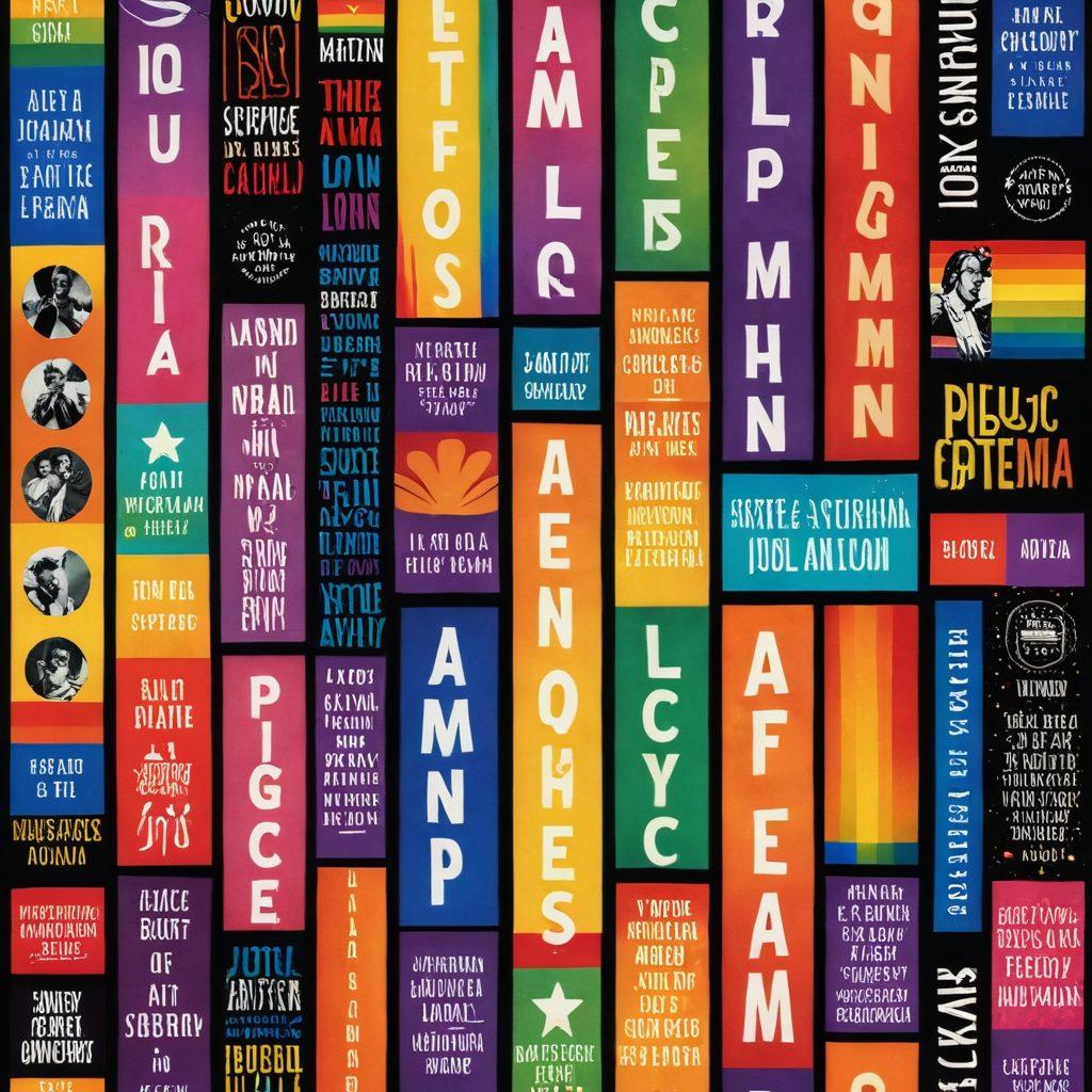 A vibrant film strip featuring iconic scenes from various LGBTQ films gently flowing across a colorful spectrum background, with rainbow-colored light beams radiating from the center. Silhouettes of diverse characters celebrating and enjoying cinema surround the strip, creating a sense of community and joy. The title of the blog elegantly framed at the top in bold, artistic typography. super-realistic. vibrant colors. dynamic composition.